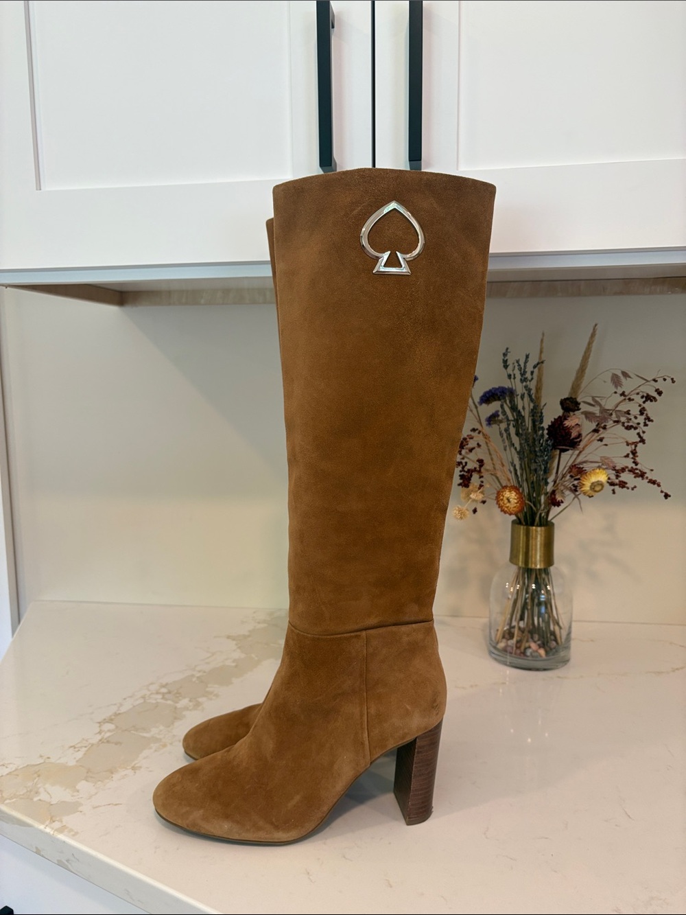 Kate Spade Helena Cognac Suede Over-The-Knee Block Heel Boots - Picture 3 of 8